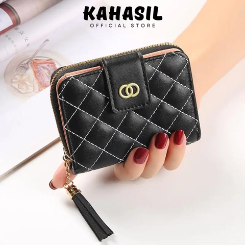 KAHASIL - Dompet Lipat Wanita Pendek Bahan Kulit PU Leather KHDP63